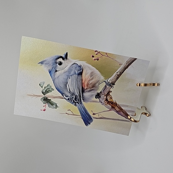 4x6 Tufted Titmouse on a Limb Watercolor‎ Oil Painting Print - Picture 4 of 4
